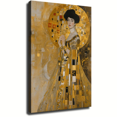 Gustav Klimt, dame dorée, portrait, art classique, art mural sur toile, motif de luxe rétro