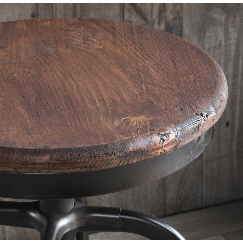 Swivel Solid Wood Adjustable Height Stool, Black