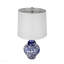 Lampe de vase ronde en céramique bleue et blanche D14x27,6 "