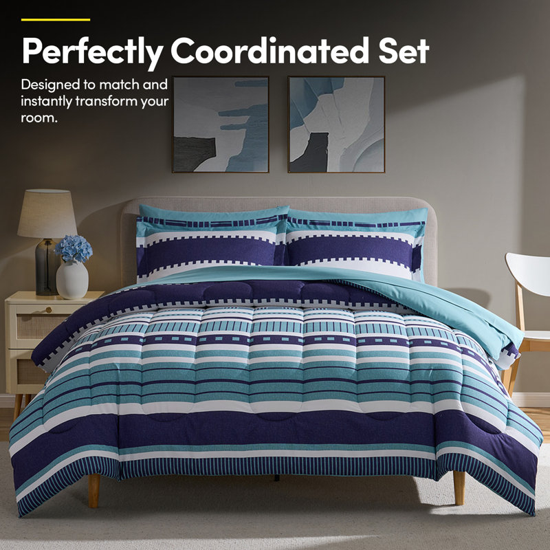 Marino Printed Bed In A Bag Comforter Set, Queen Comforter + 6 Additional Pieces