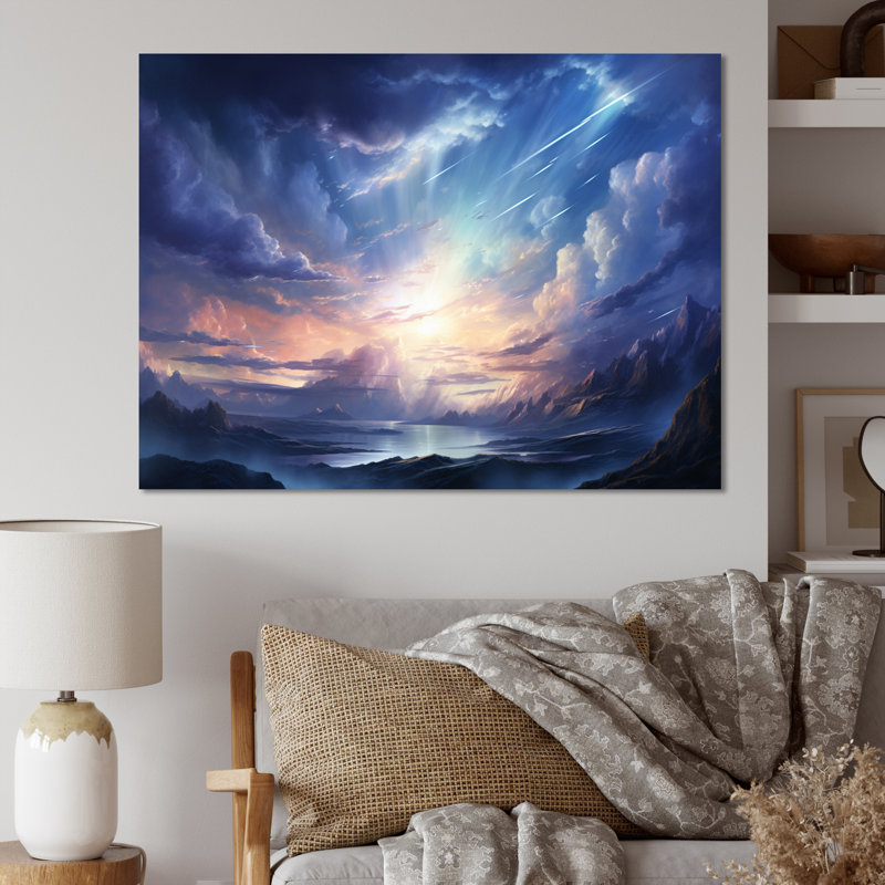 Météores pluie de lumière II sur toile, H 34 po x l 44 po x P 1,5 po, Toile tendue