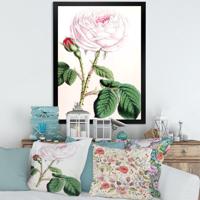 Fleur rose rétro - peinture sur toile