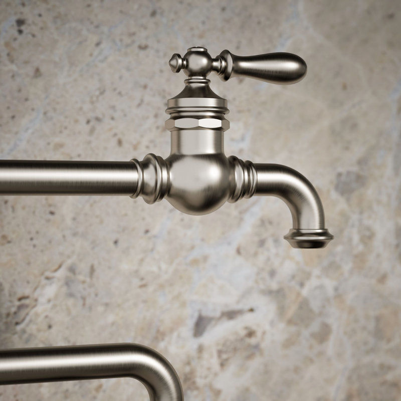 Artifacts Single-Hole Deck-Mount Pot Filler with Extended Spout, Vibrant Stainless