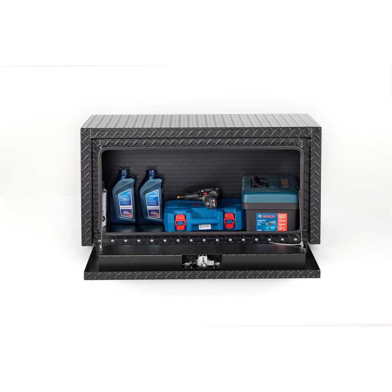 Coffre à outils de 36 pouces en aluminium avec coffre de rangement pour coffre à outils robuste avec serrure et clés, coffre de remorque imperméable, plaque de fil de diamant extra épais mat