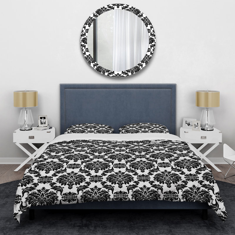 Ensemble de housse de couette en microfibre brun / blanc 3 pièces, Housse de couette pour grand lit et 2 taies décor