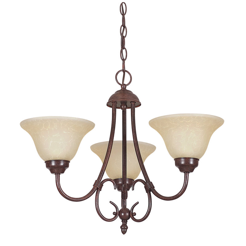 Westphal 3 - Light Shaded Chandelier Pendant, Rubbed Bronze, Faux Alabaster
