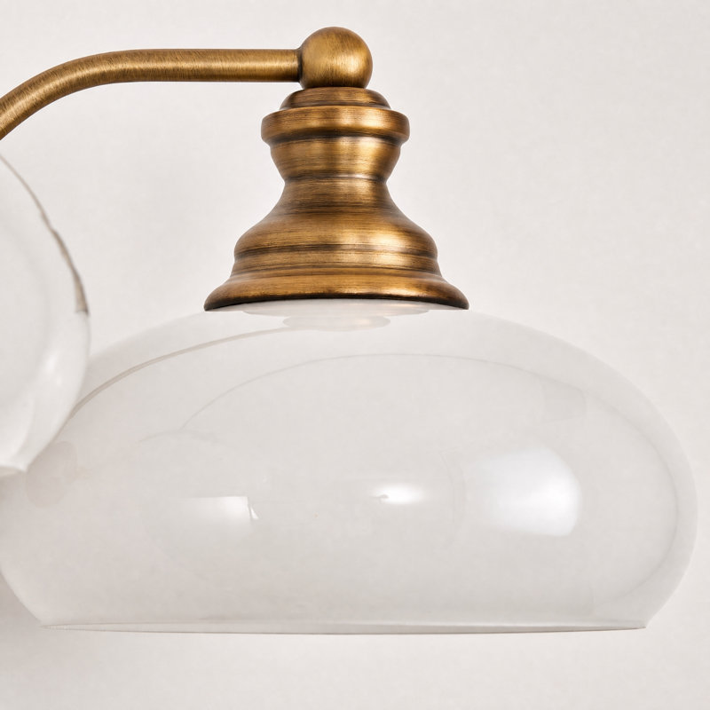 Éclairage pour salle de bain 3 lumières avec abat-jour en céramique blanc éclatant, Milk White, Brass, Trois lumières
