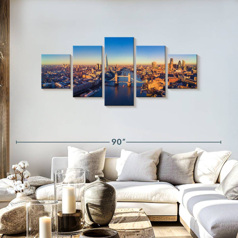 London Aerial View, 30" H x 68" W