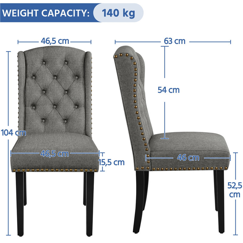 104cm H Tufted Polyester Blend Upholstered Side Chair, Light Grey
