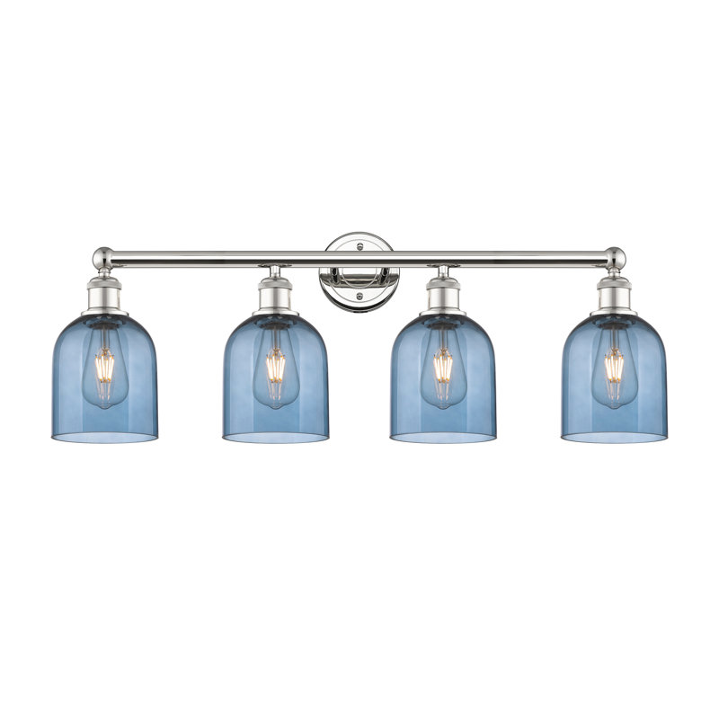 Éclairage pour salle de bain 4 lumières Bella, Bleu princesse, Nickel poli