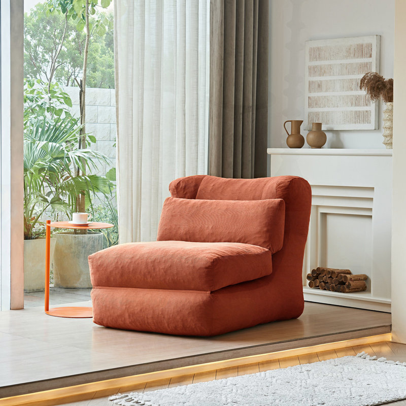 Fauteuil-lit pliable Cloud Canapé 2 en 1 - Housse lavable en velours côtelé, Orange