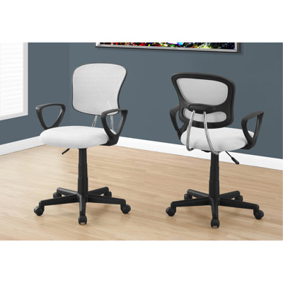 Juvenile Ergonomic Desk Chair - Breathable Fabric, Adjustable Height, White Mesh Contemporary 'S Swivel, Padded Seat, Mesh, Black Metal Base