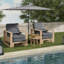 Chaise longue en bois massif Darren Coastal avec coussin lombaire et dossier réglable (ensemble de 2)-100694589