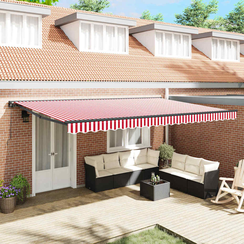Retractable Awning, 500cm H x 300cm W, Red;White/Black Striped