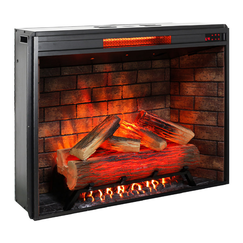33" Infrared Electric Fireplace Insert With Removable Trim - Home Heating Appliance For Warmth Smokeless Firebox & Crackling Sound Adjustable Flame Brightness Levels 1500W Heat, 5018 /H Covers 400