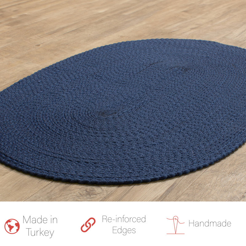 Solid Braided Farmhouse Performance Area Rug, Rectangle 2' x 4'