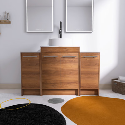  Ensemble de meuble-lavabo autoportant avec plateau en pierre frittée 48 po Tarnby