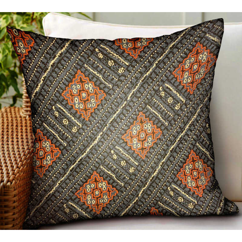 Housse et coussin décoratif pour l'extérieur Plutus Cobalt Lattice, Carré 20 po