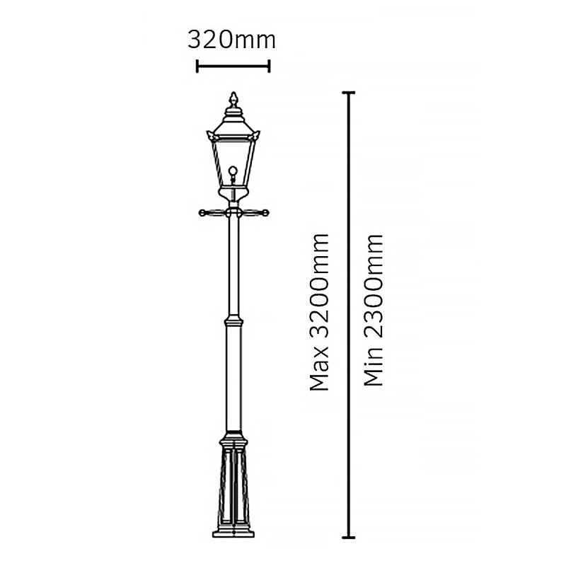 Charly Lamp Post (Full), 230cm H x 40cm W x 40 cm D