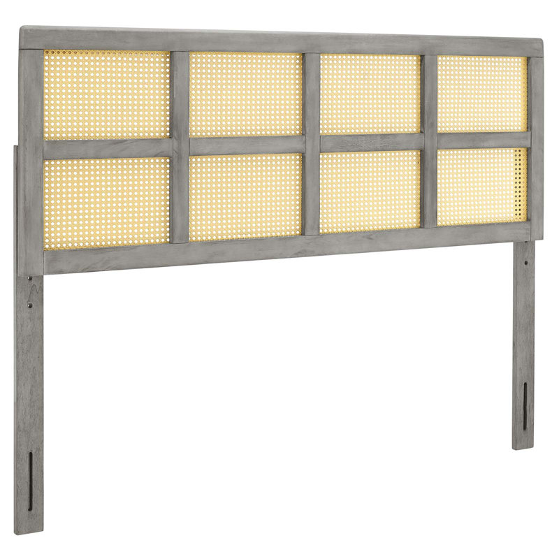 Luana Cane Mid-Century Modern Headboard by Modway, Gray, Queen
