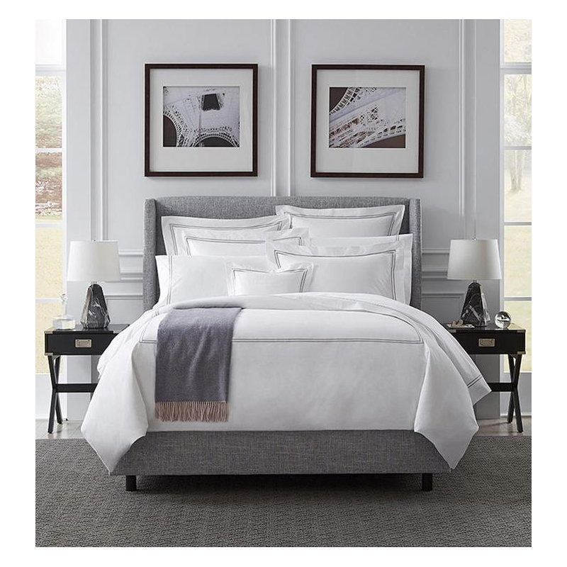 Grande Hotel Percale Flat Sheet, White/Silver, King Flat Sheet