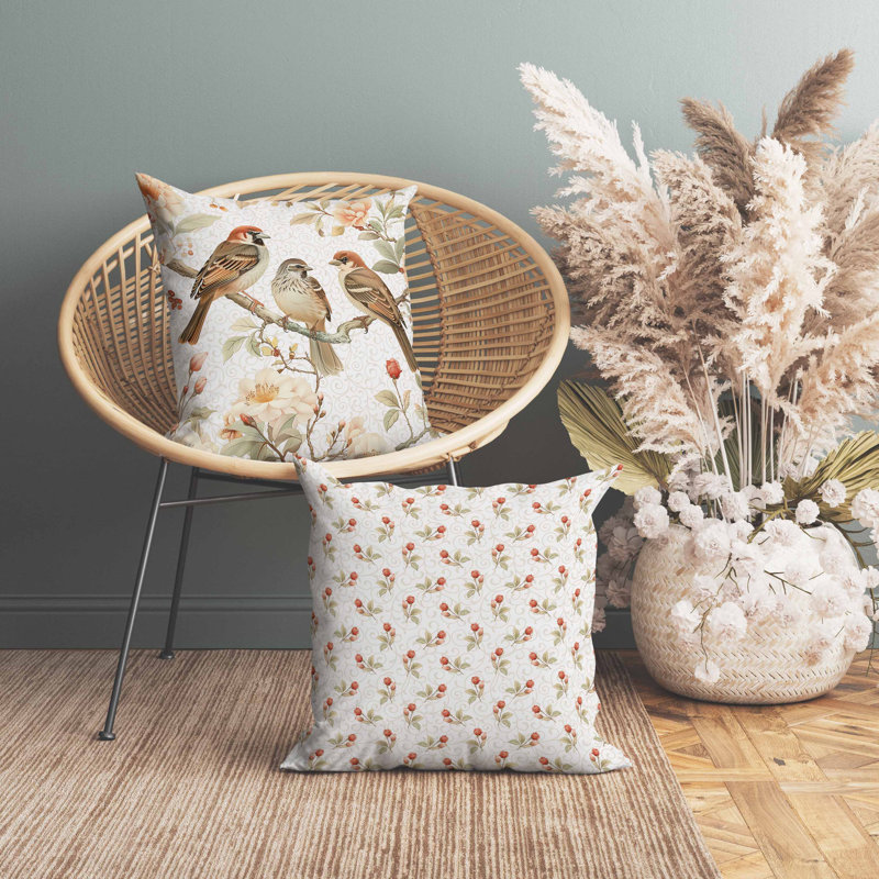 Oreiller en faux suède Branch Buddies, Rose / Orange, Carré 26 po