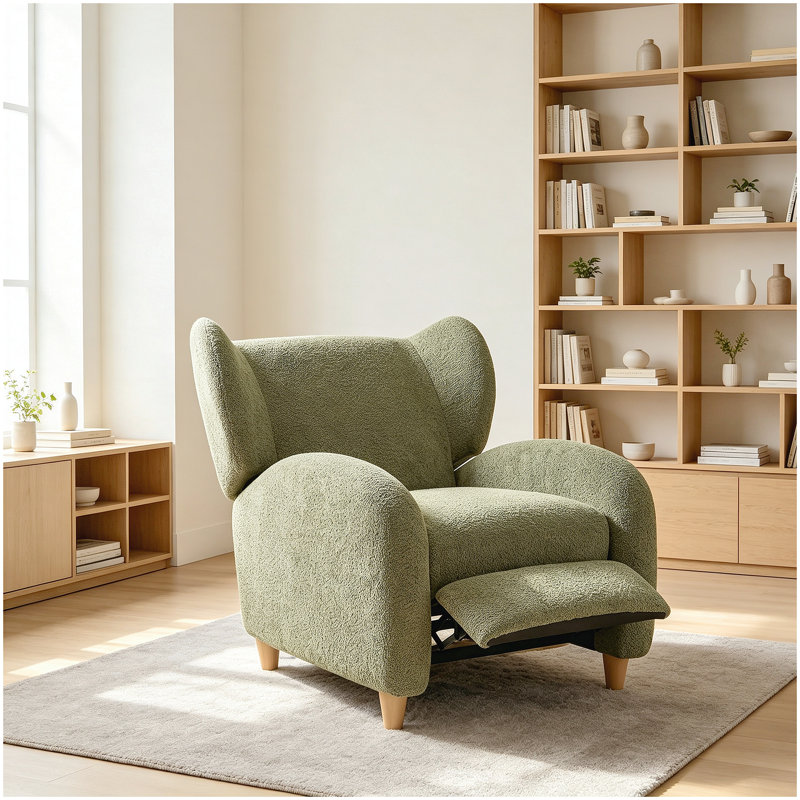 Chaise nordique, chaise multifonctionnelle en tissu chenille, canapé décoratif, dossier incurvé, salle d'étude de salon, vert olive