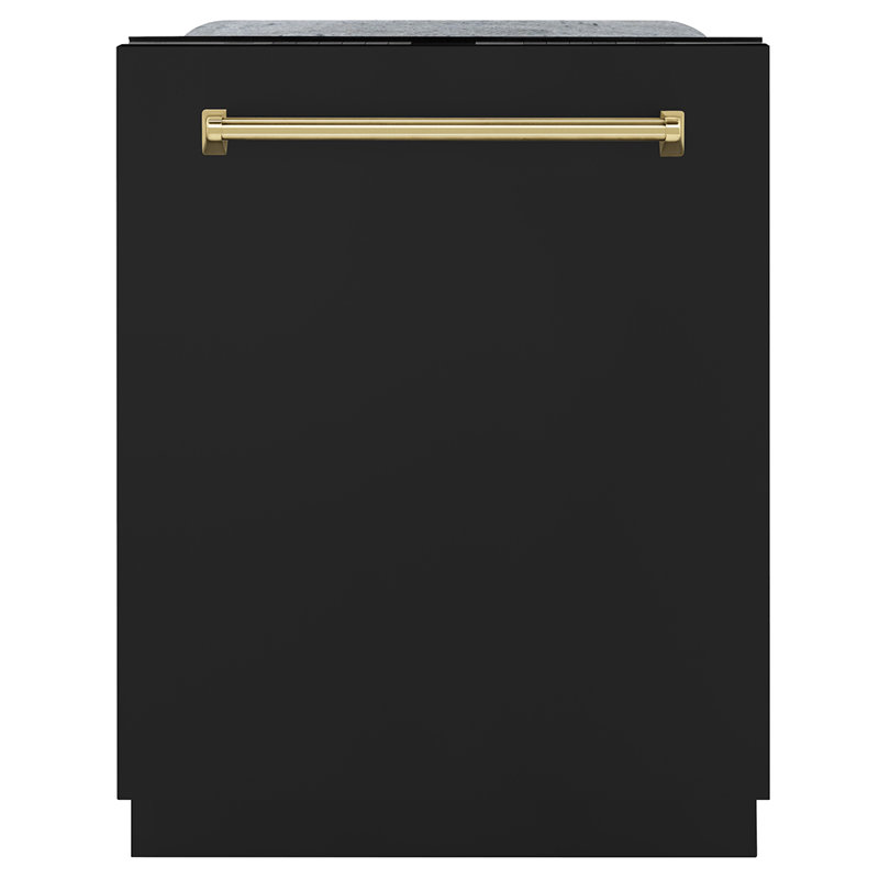 Zline Autograph Edition 24" Monument Series Dishwasher In Black Matte, Polished Gold