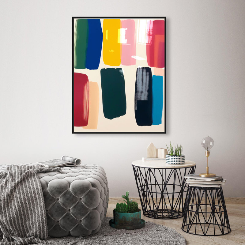 Oliver Gal CaliSunset II Abstract - Hand-Applied Glass Coat Framed Canvas Art, Black, 30" H x 24" W