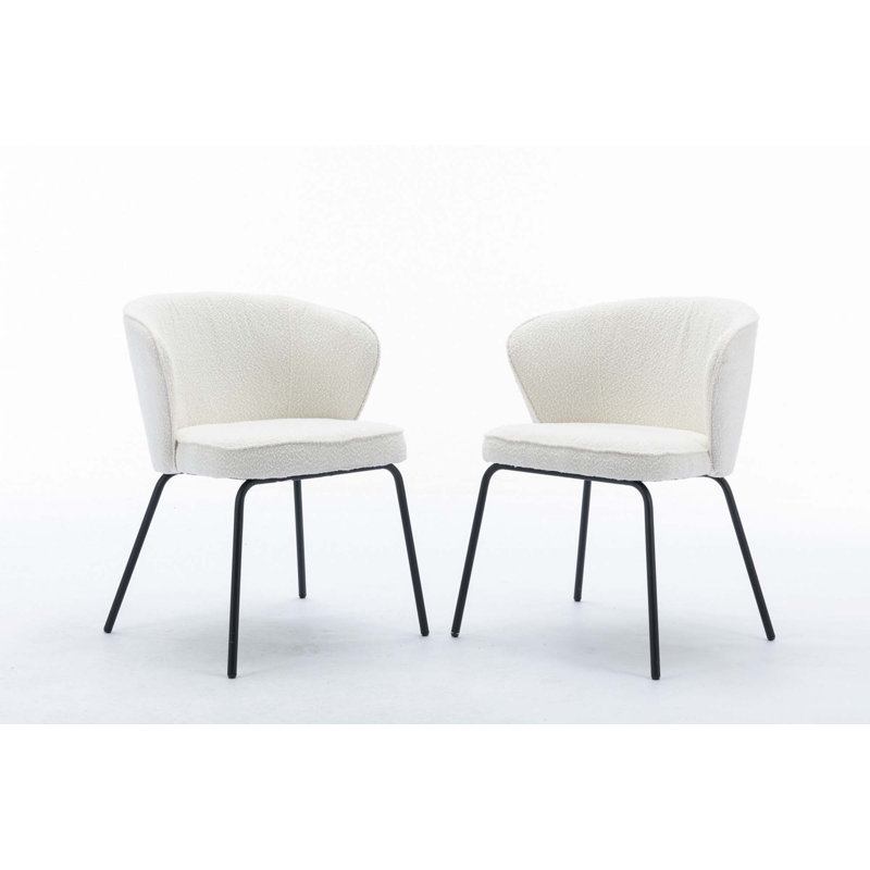 Ensemble de 2 chaises de salle à manger en tissu noir avec pieds en métal noir