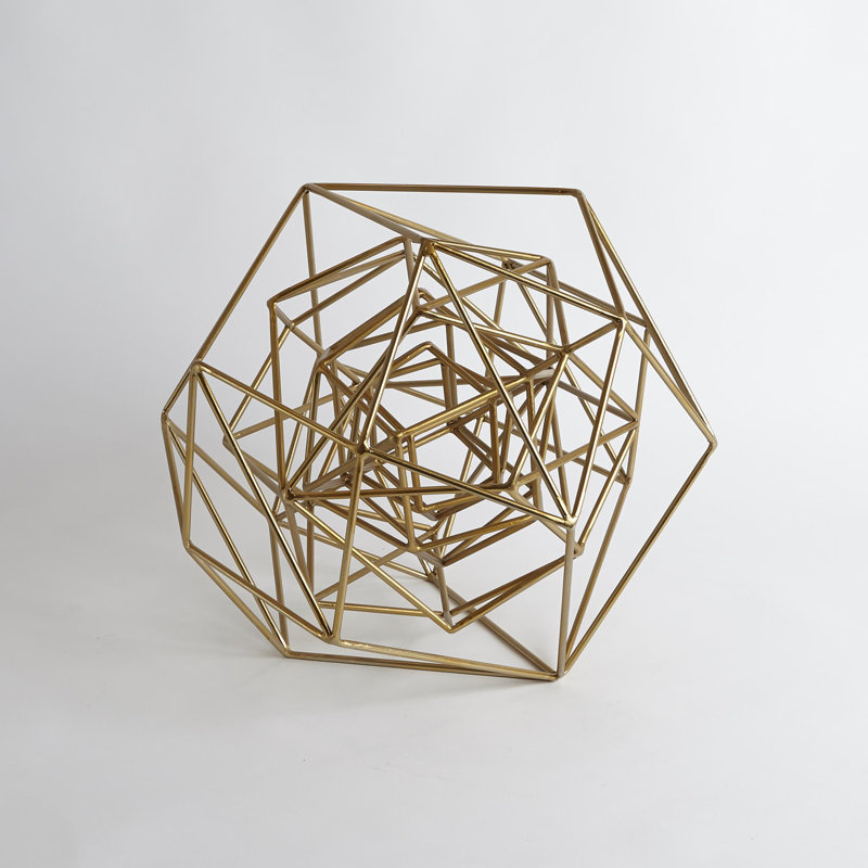 Geo Sculpture, 8" H x 10" W x 10" D, Gold