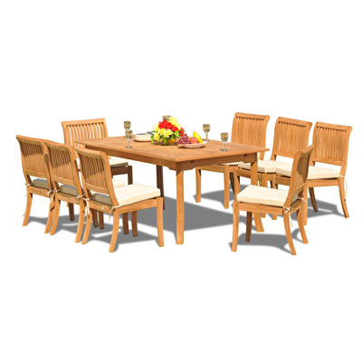 Ensemble repas 9 pièces teck Masten