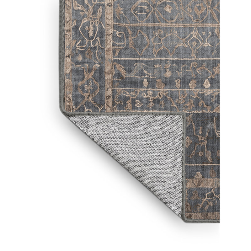 Tapis gris lavable à la machine, Rectangle 5 pi x 7 pi