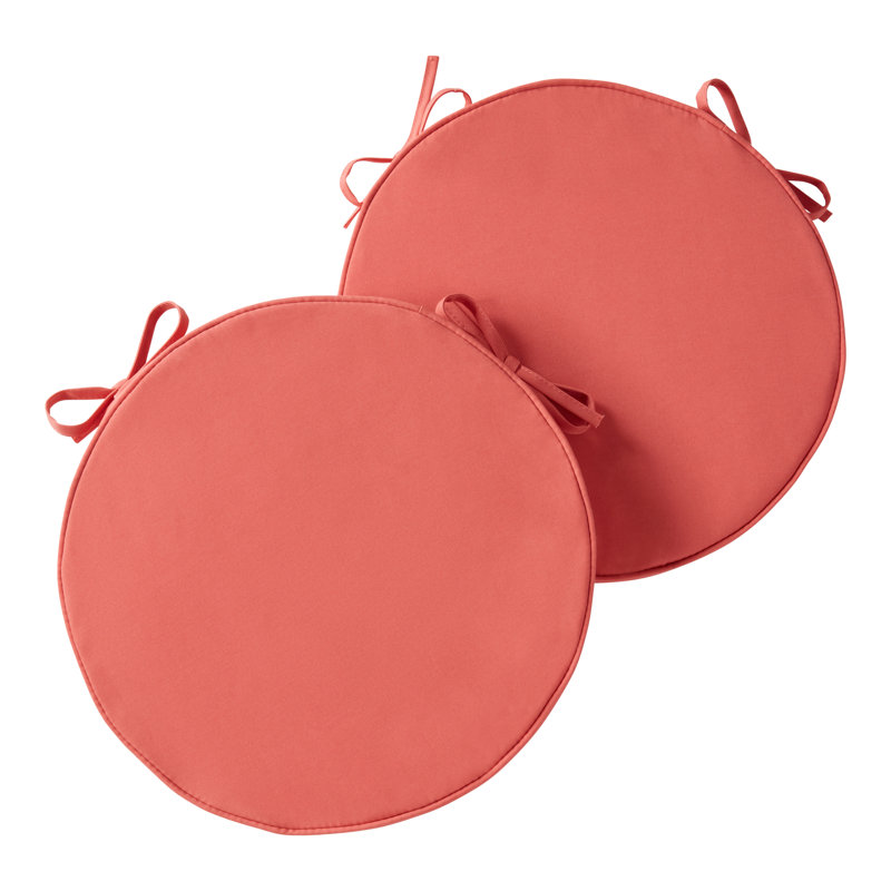 Outdoor Round Dining Chair Seat Pad, Coral