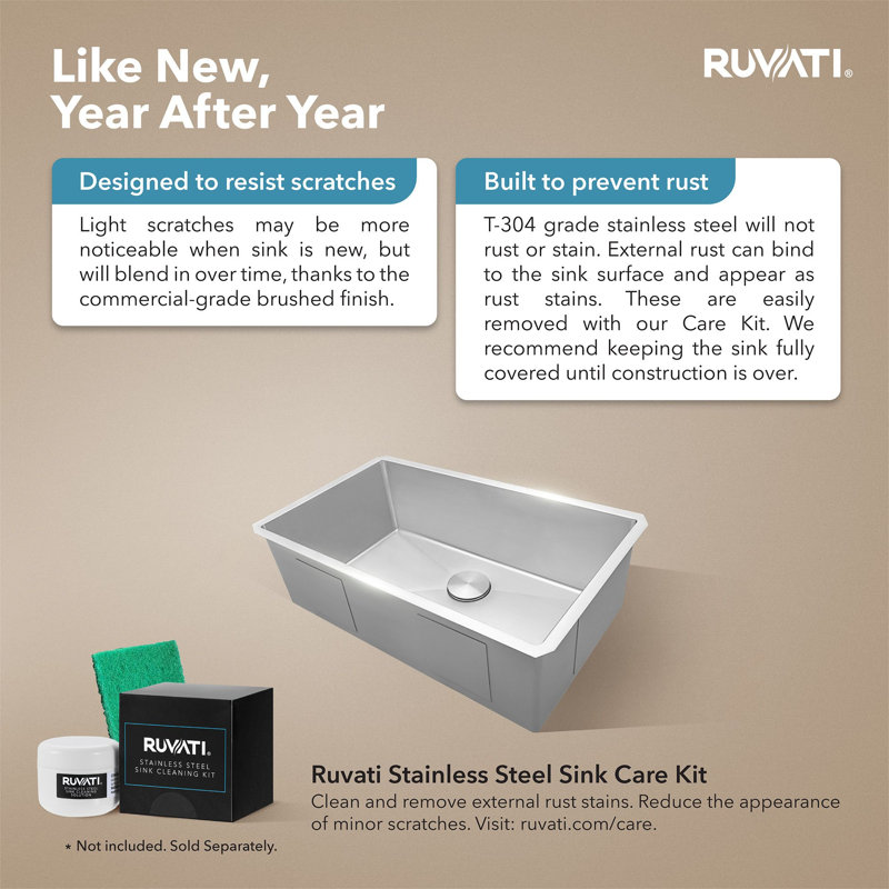 Ruvati 35-inch Undermount 16 Gauge Rounded Corners Large Kitchen Sink Stainless Steel Single Bowl