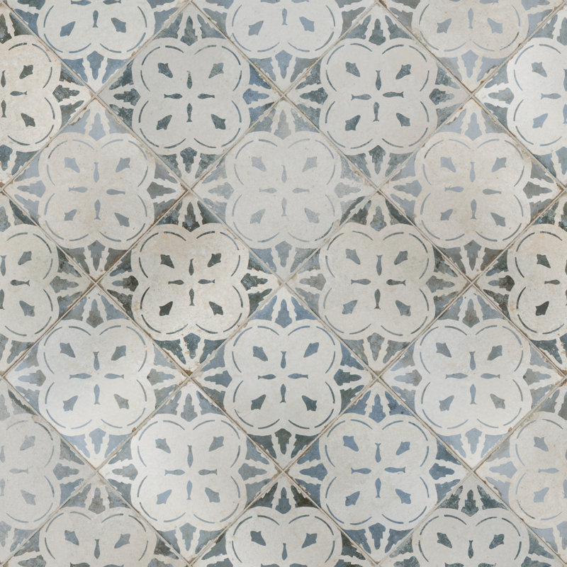 Kings 18" x 18" Ceramic Patterned Wall & Floor Tile, Blue