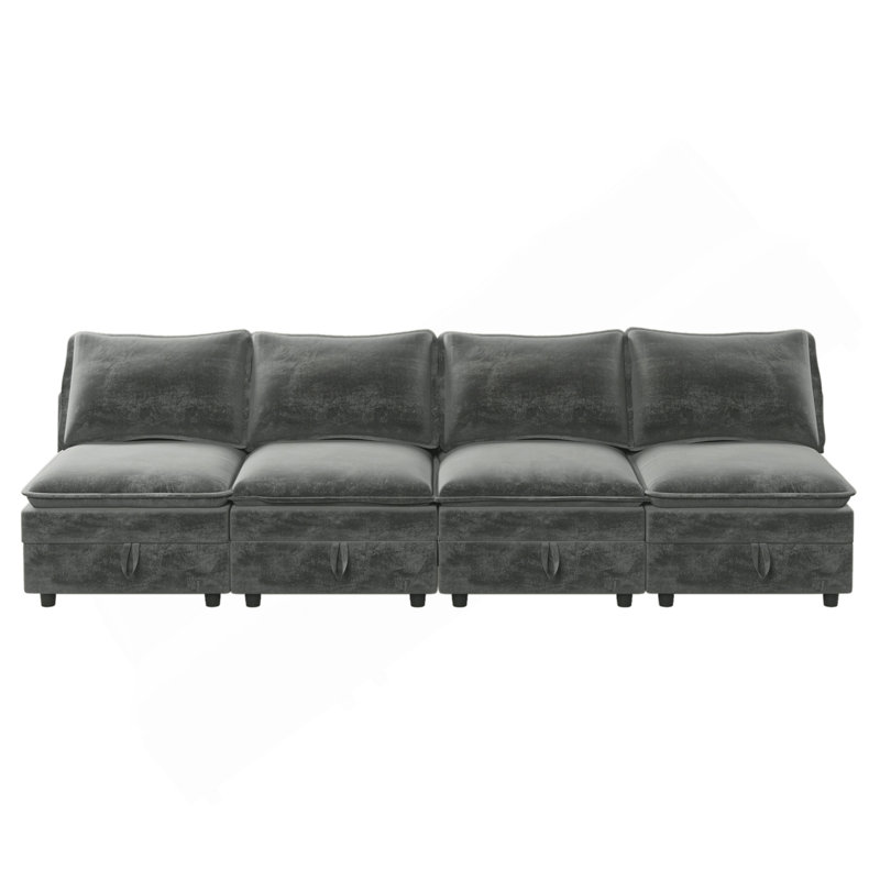 Canapé 4 pièces avec rangement Mirod, Gris