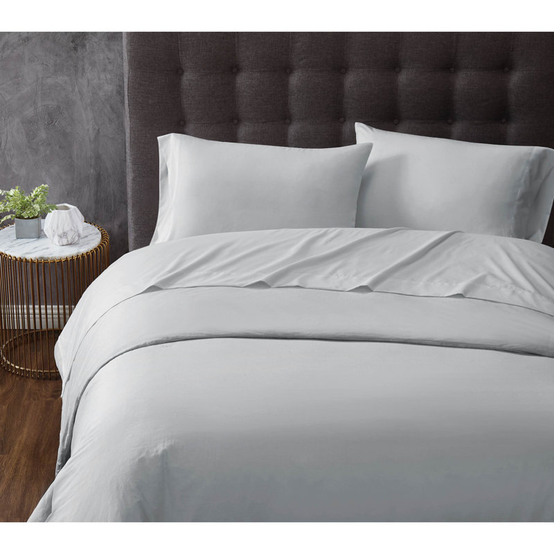 Ensemble de draps en microfibre antimicrobien Trely Calm, Gris, Ensemble de draps pour grand lit + un drap-housse 