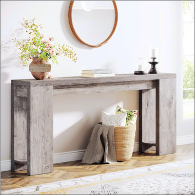 Extra Long Farmhouse Console Table, Narrow Sofa Table For Behind Couch, Rustic Entryway Accent Table With Storage For Various Living Spaces