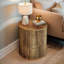 Petite table de bout ronde cannelée en bois, table de chevet d'appoint moderne pour le salon et la chambre à coucher