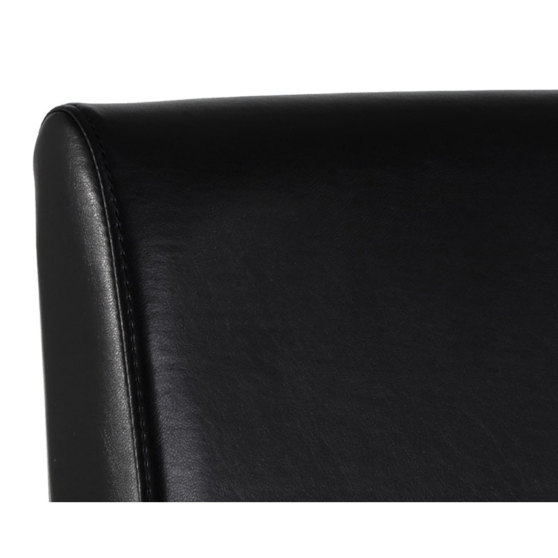 Dean Leather Dining Chair, Black Faux Leather, Antique Brass