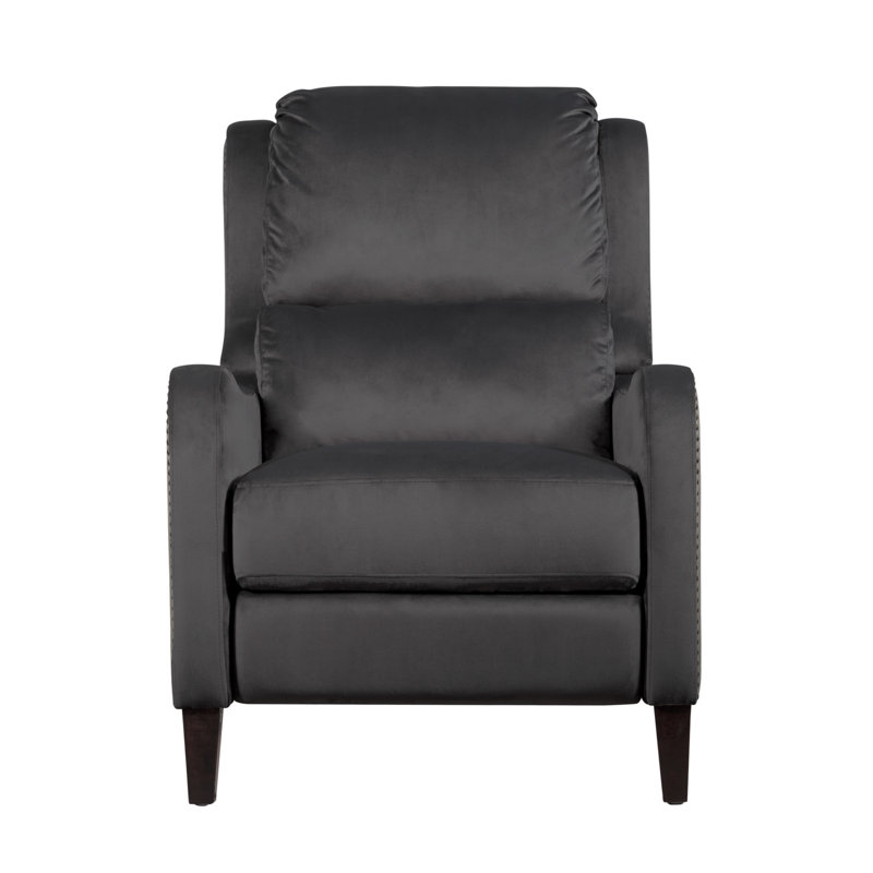 Finch Eddington Recliner Chair with Nailhead Trims, Two-Toned Smoke Gray Linen Blend