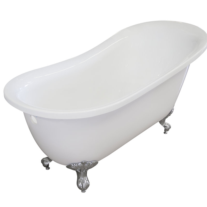 66.5'' x 30'' Freestanding Soaking Acrylic Bathtub, Chrome
