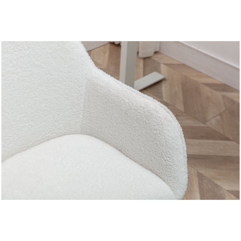 Modern Teddy Fabric Adjustable Height Swivel Stool - White