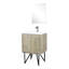24 po Vaste meuble-lavabo rustique avec comptoir en quartz blanc, robinet en métal et miroir à 18 taches - rayure antitaches