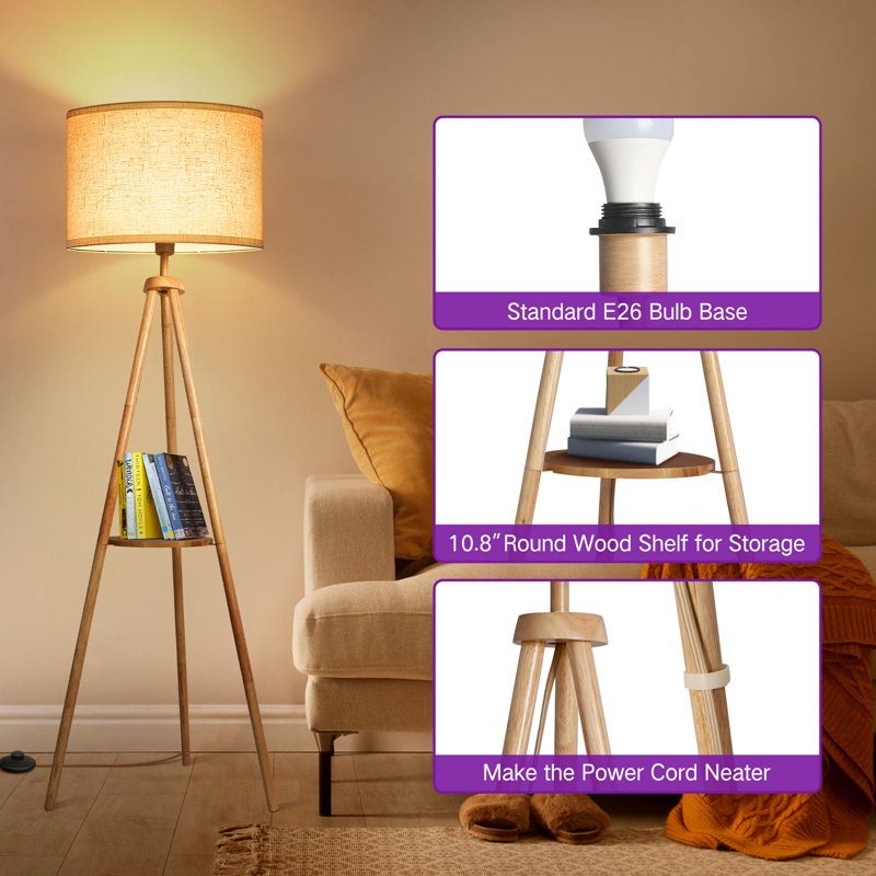 155cm Tripod Floor Lamp, Natural