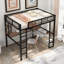 Lit Loft en métal avec grand bureau et tablettes