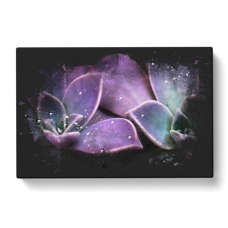 Lilac & Green Succulent Plant - Wrapped Canvas Graphic Art Print, 50cm H x 76cm W x 3cm D