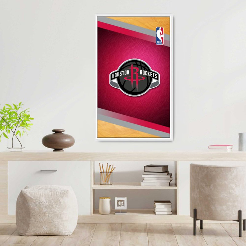 «Houston Rockets NBA», art mural sur toile - Équipe de basketball sous licence officielle - prêt à être accroché, Blanc