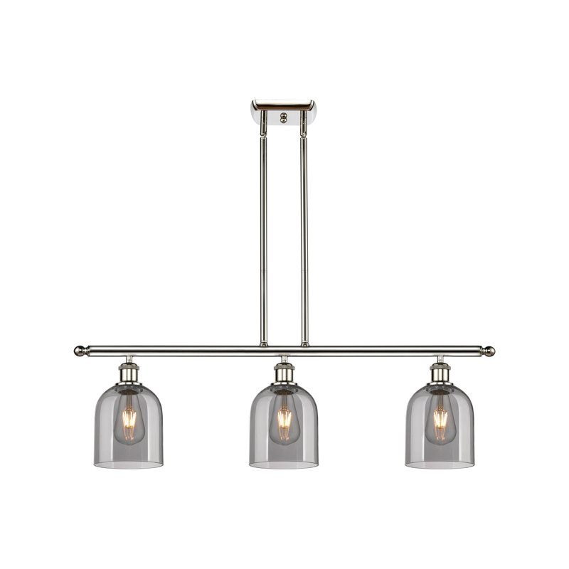 Odaniel 3 - Light Kitchen Island Pendant, Light Smoke, Polished Nickel